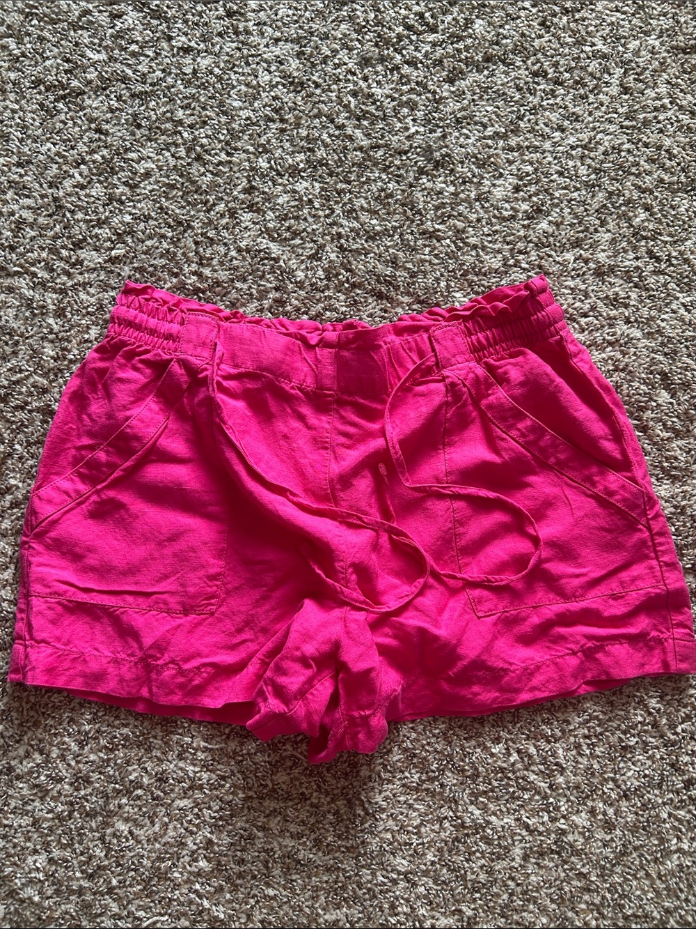 LOFT Pink Linen Pull On Shorts